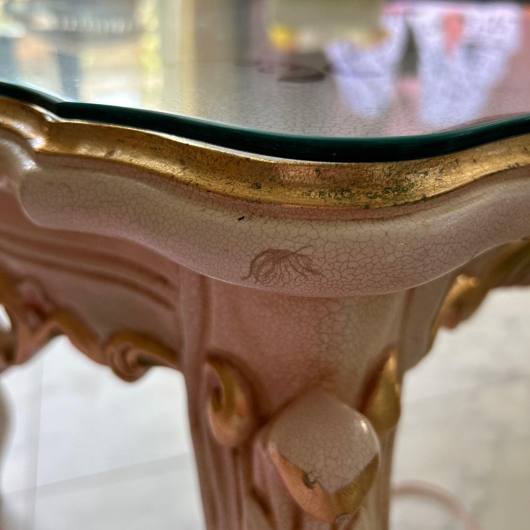 ロココ調　ローテーブル　コーヒーテーブル　 姫家具　天板付き