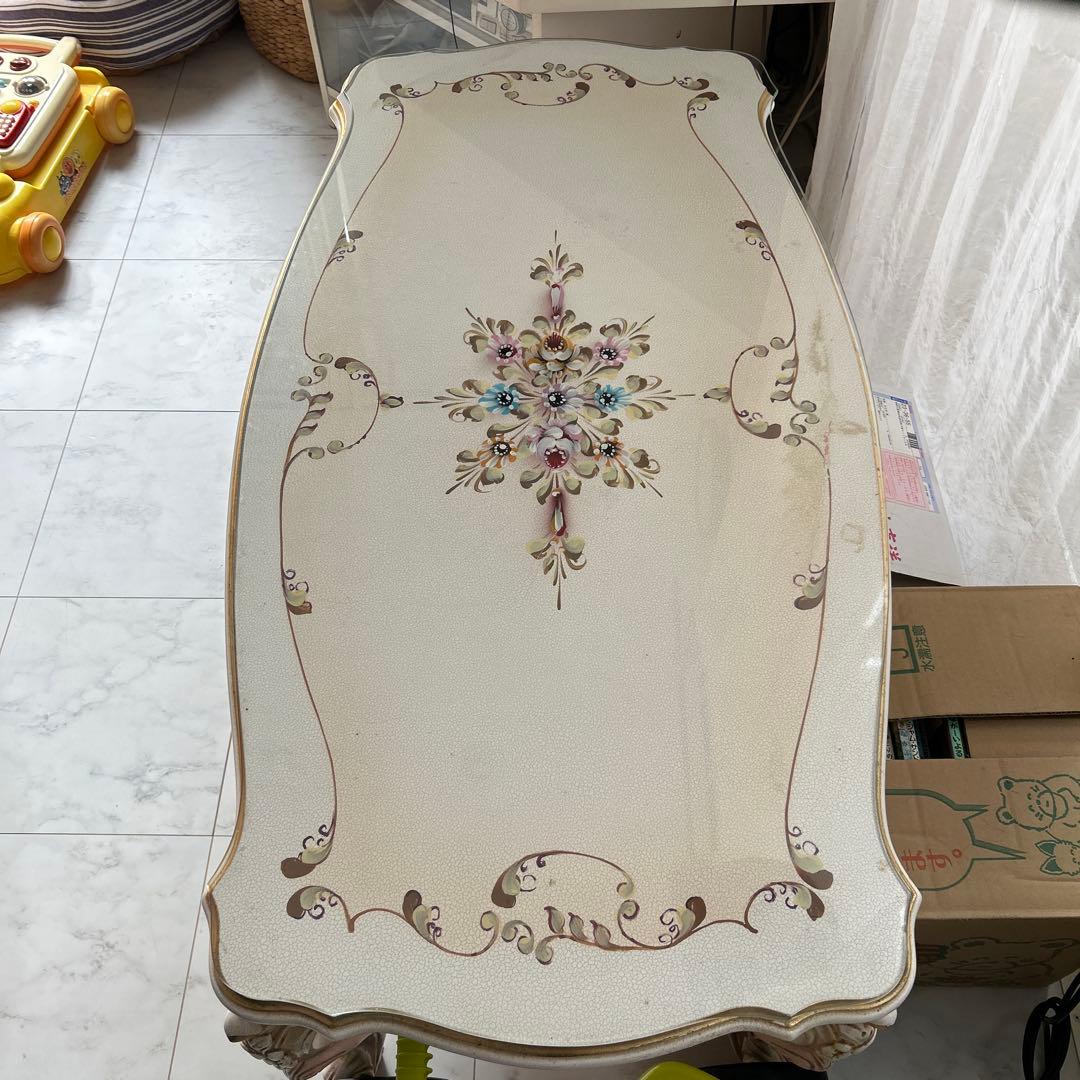 ロココ調　ローテーブル　コーヒーテーブル　 姫家具　天板付き