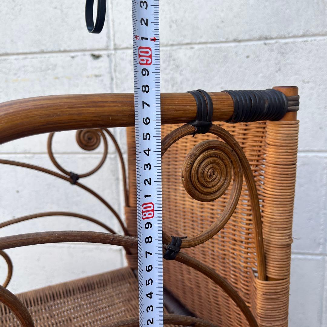 古家具 天然素材◾️籐ラタン製 2段 ディスプレイ台 飾り台 花台