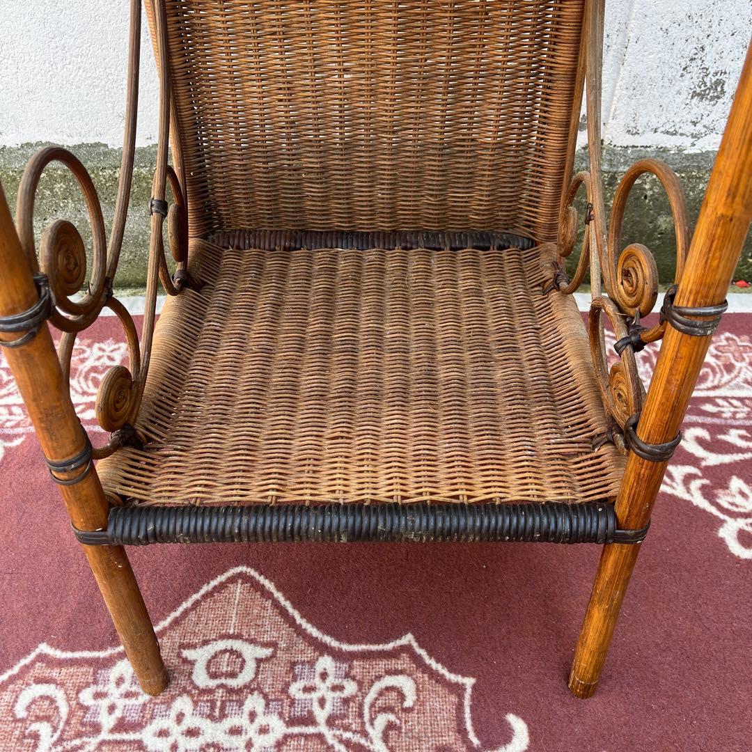 古家具 天然素材◾️籐ラタン製 2段 ディスプレイ台 飾り台 花台