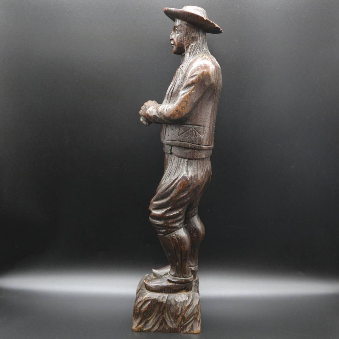 木彫 オブジェ 男女ペア アンティーク 置物 高さ約35cm