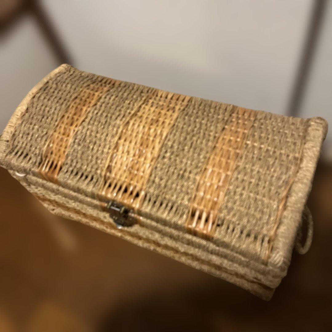 ラタン収納ボックス　　大型 籐製品 昭和レトロ かご バスケッ