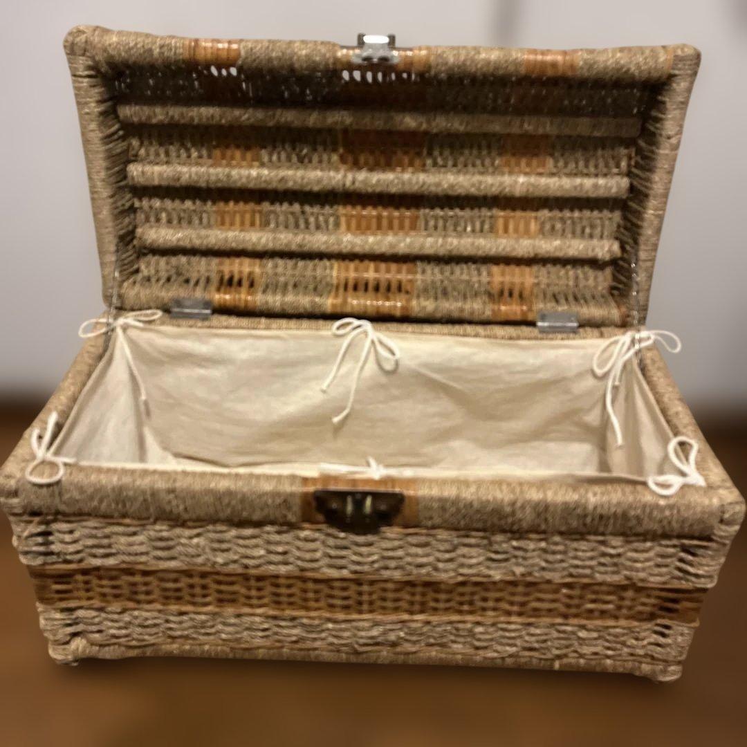 ラタン収納ボックス　　大型 籐製品 昭和レトロ かご バスケッ