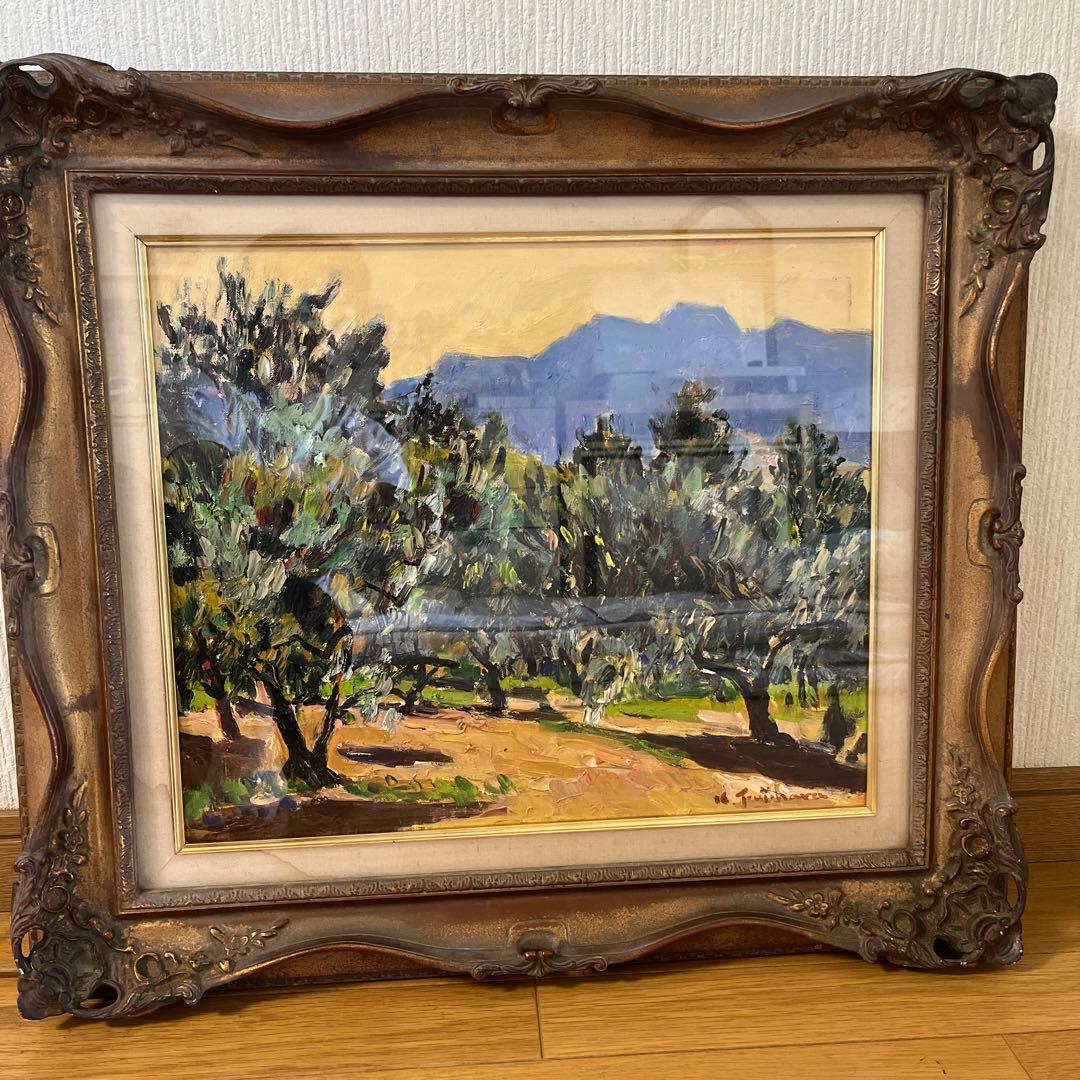 藤原薫　島のオリーブ　額縁込