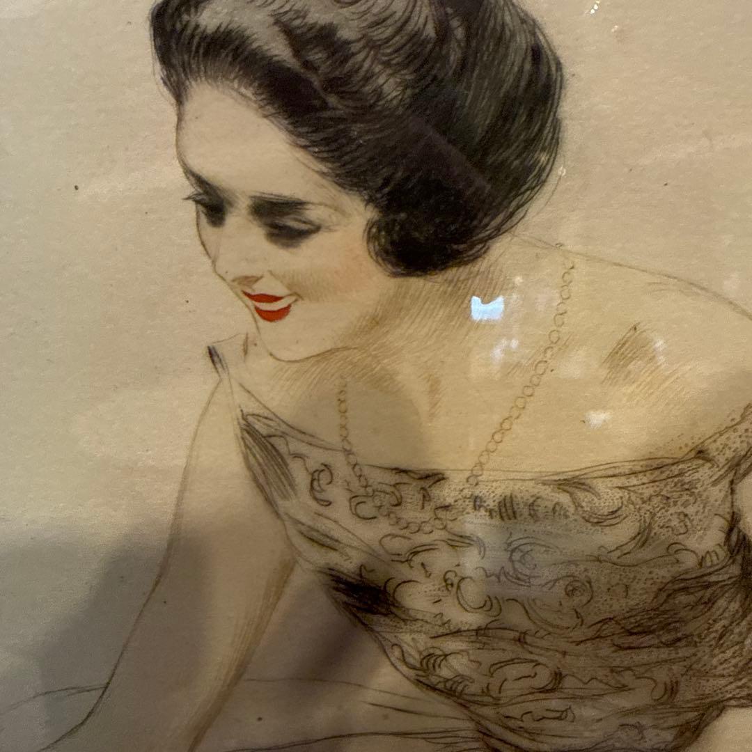 jean hardy リトグラフ　Lady with Peacock