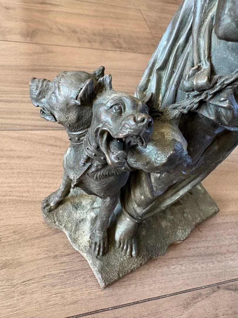 古代神話3つの地獄の犬彫像冥王ハーデスモデルキャラクター彫刻戦士騎士 古銅製