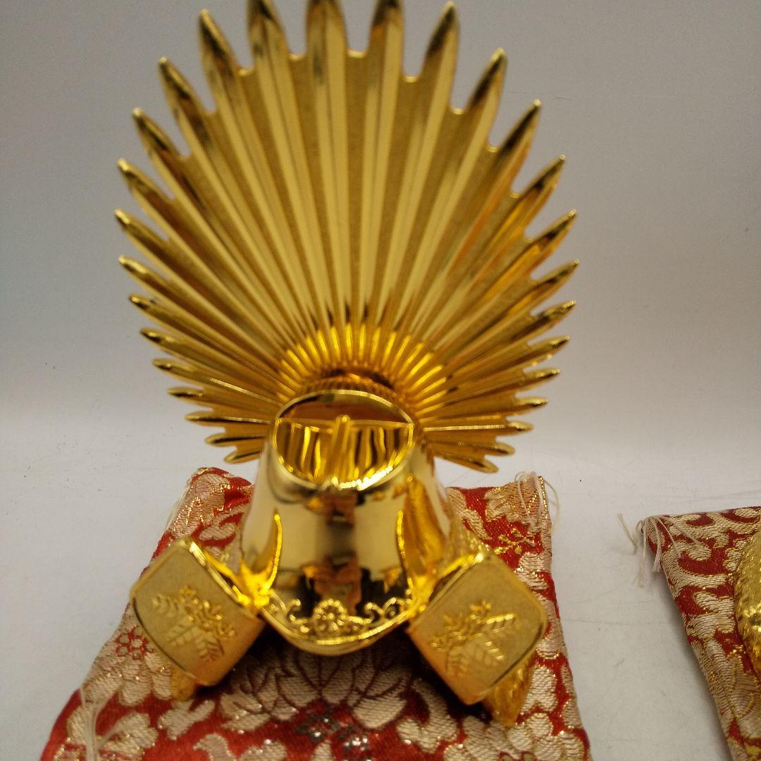 ミニ兜　金メッキ　戦国武将　アンティーク　昭和レトロ　五月人形　古道具