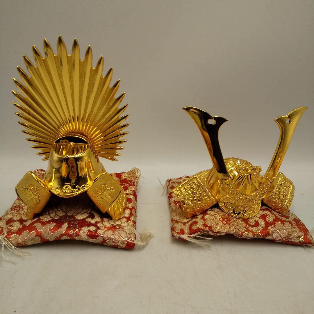 ミニ兜　金メッキ　戦国武将　アンティーク　昭和レトロ　五月人形　古道具