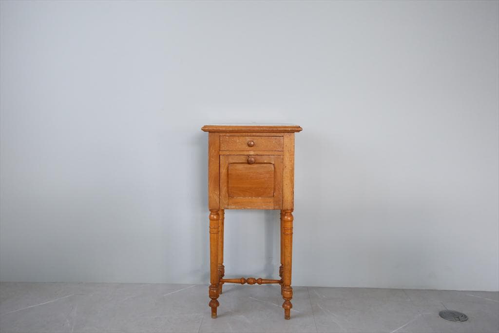 フランスアンティーク木製*大理石キャビネット/ナイトテーブル机/飾棚(86-48