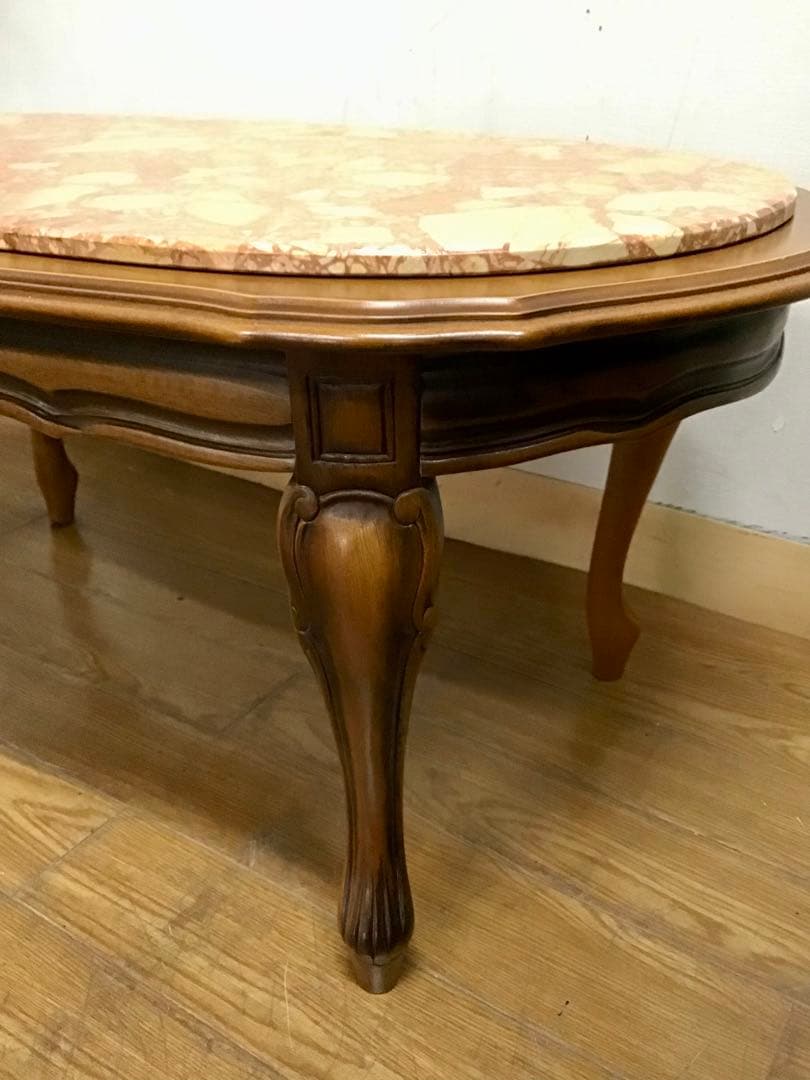 管838☆イタリア製☆大理石☆猫脚☆センターテーブル
