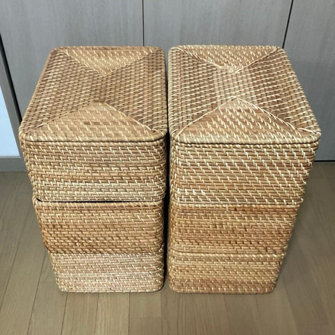 無印良品　ラタン製　バスケット6個+蓋2個セット
