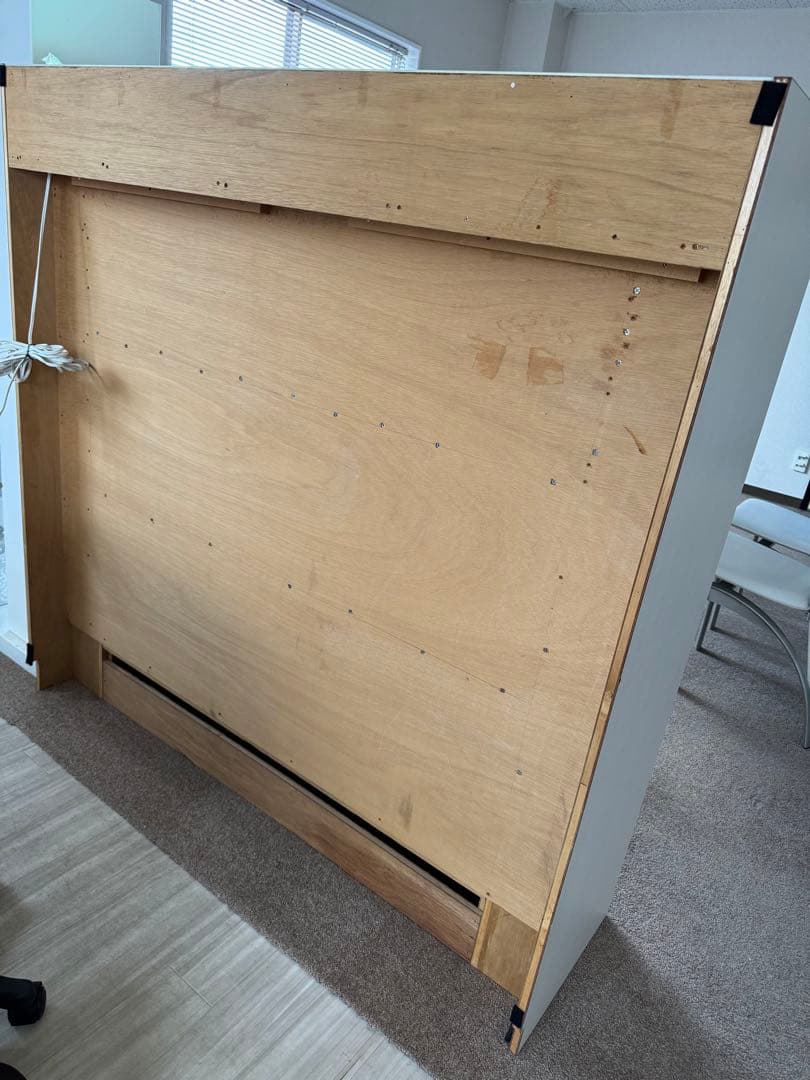 ホワイト木製オープンシェルフ 3段 ライト付エステサロン棚