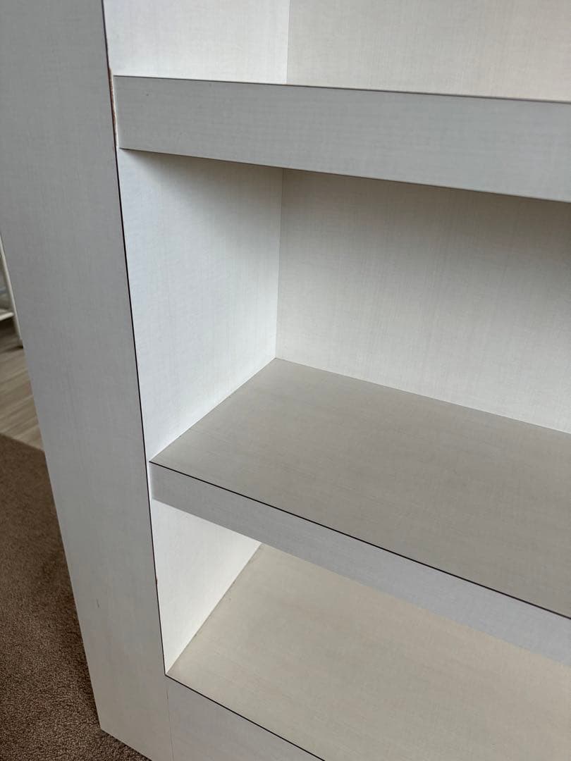 ホワイト木製オープンシェルフ 3段 ライト付エステサロン棚