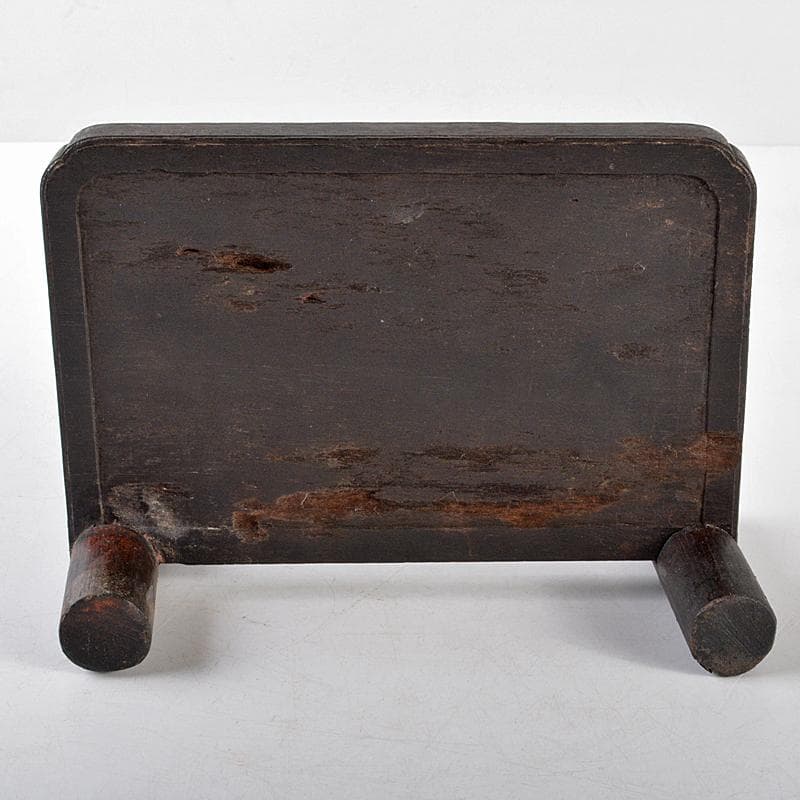 中国　唐木紫檀彫刻　人物彫　衝立　硯屏　置物　M　R5164