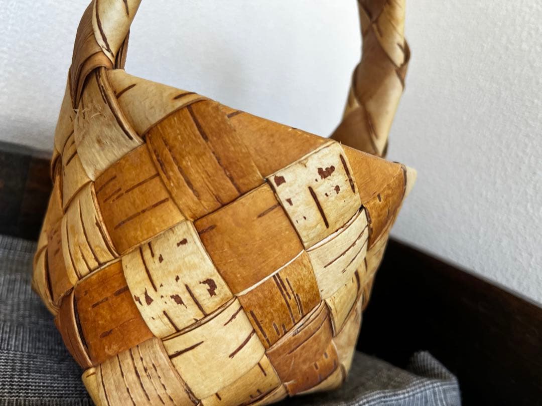 北欧　かご　　白樺　ハンドルバスケット　フィンランド製