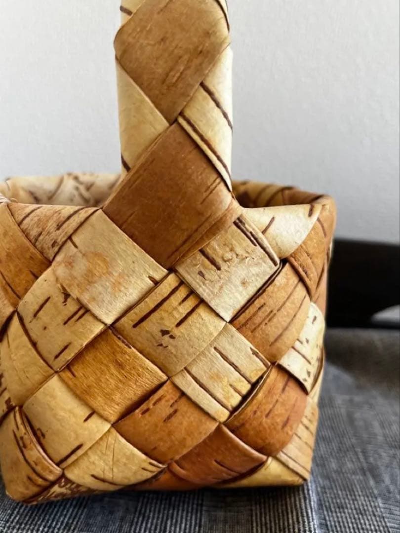 北欧　かご　　白樺　ハンドルバスケット　フィンランド製