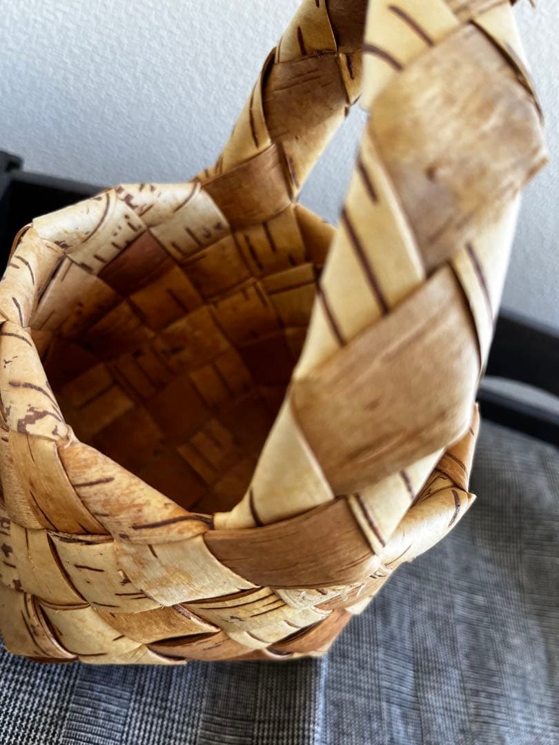 北欧　かご　　白樺　ハンドルバスケット　フィンランド製