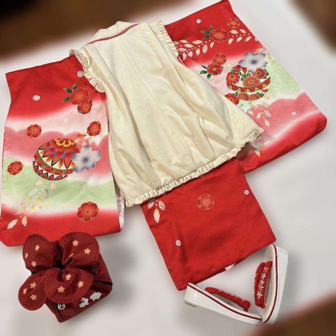 七五三　産着　三歳正絹着物　長襦袢六点セット　美品　乙葉