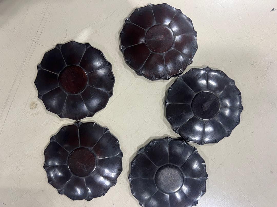 紫檀木茶托　唐木　5枚セット