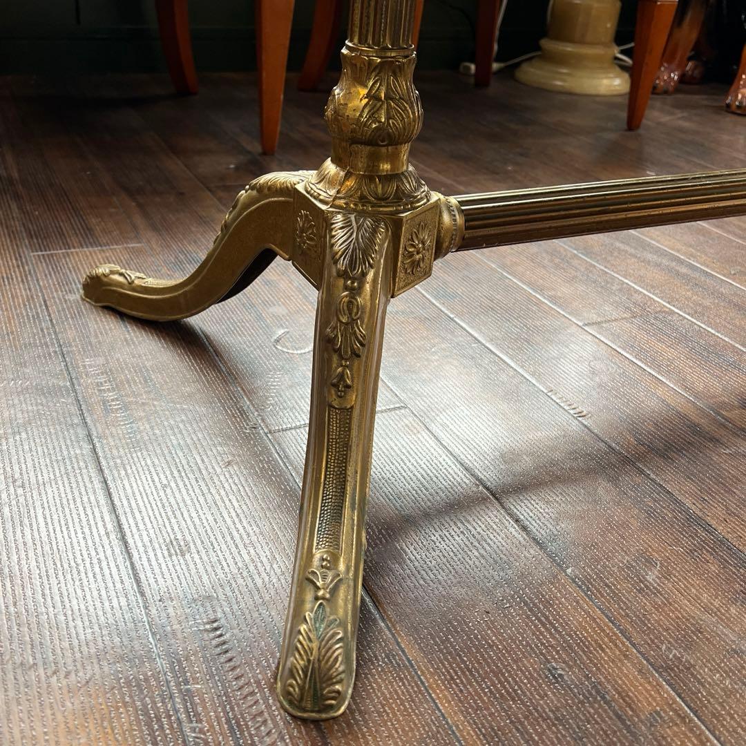 k209r124 イタリアの風景が描かれた装飾的なセンターテーブル 真鍮脚