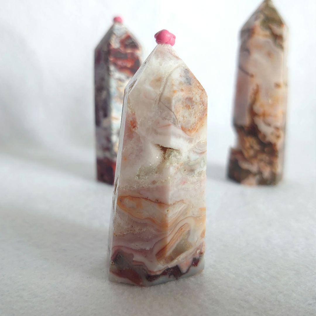 ピンク瑪瑙、メキシコ瑪瑙、レッドモスアゲート特別セット　ポイントタワー素敵な逸品