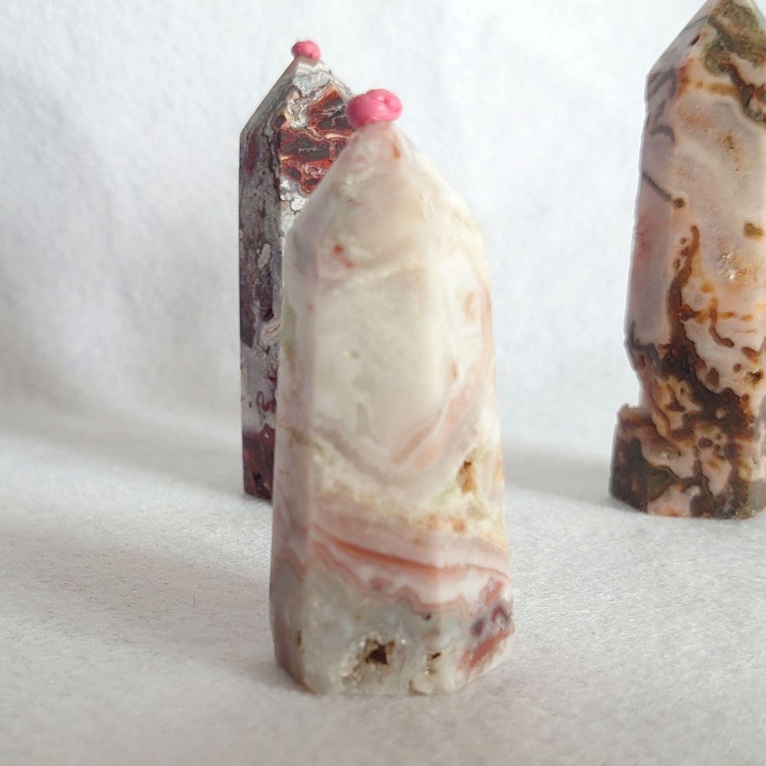 ピンク瑪瑙、メキシコ瑪瑙、レッドモスアゲート特別セット　ポイントタワー素敵な逸品