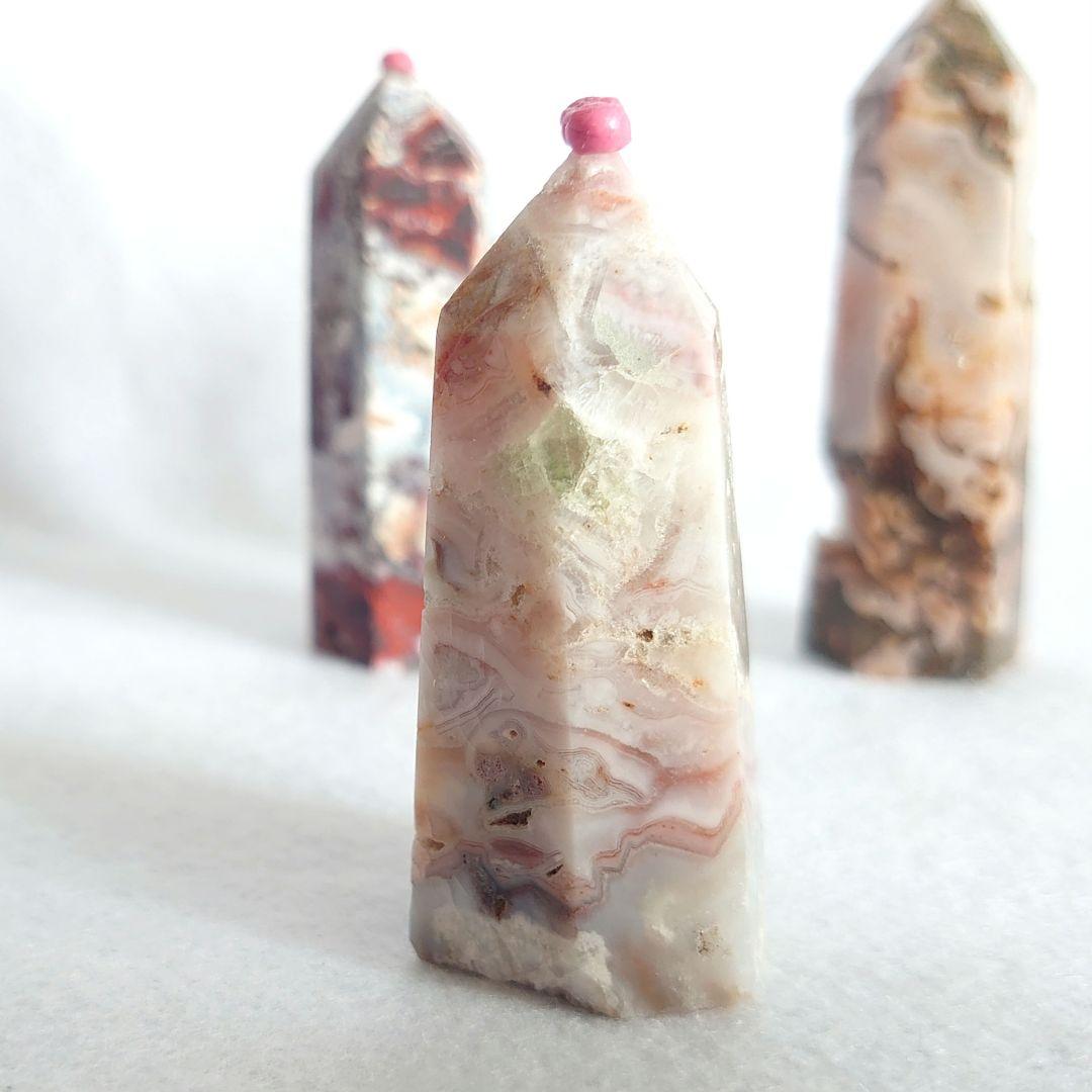 ピンク瑪瑙、メキシコ瑪瑙、レッドモスアゲート特別セット　ポイントタワー素敵な逸品