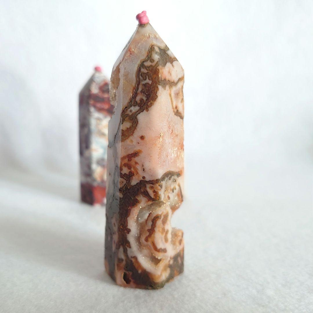 ピンク瑪瑙、メキシコ瑪瑙、レッドモスアゲート特別セット　ポイントタワー素敵な逸品