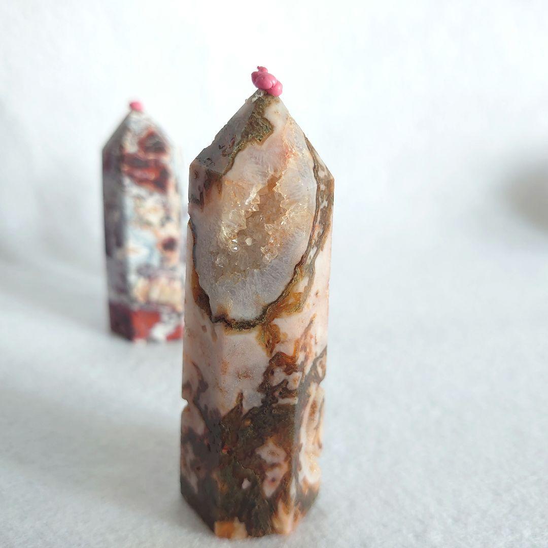 ピンク瑪瑙、メキシコ瑪瑙、レッドモスアゲート特別セット　ポイントタワー素敵な逸品