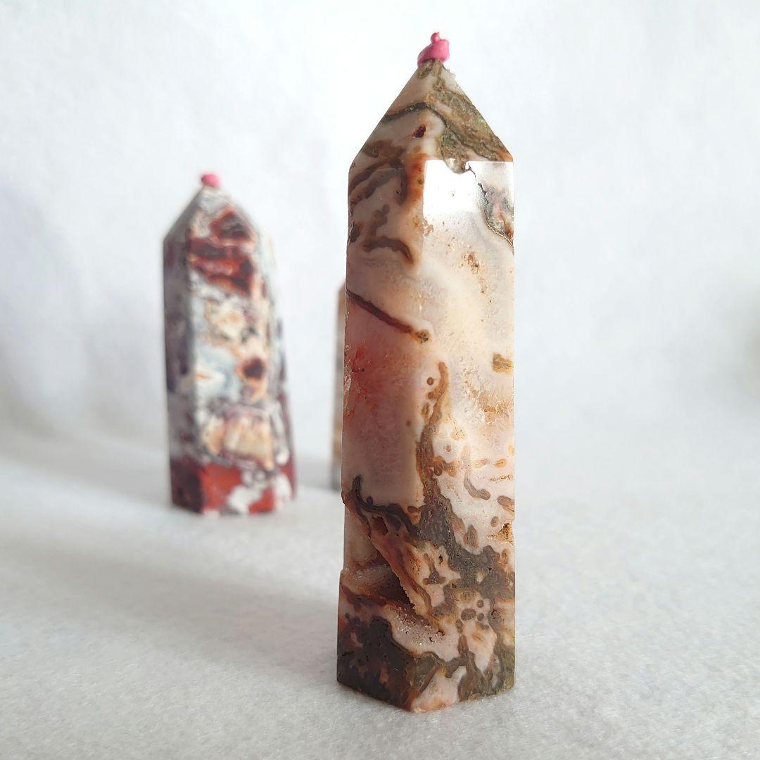 ピンク瑪瑙、メキシコ瑪瑙、レッドモスアゲート特別セット　ポイントタワー素敵な逸品