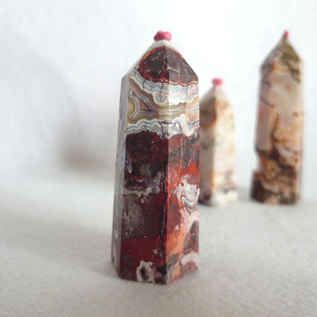 ピンク瑪瑙、メキシコ瑪瑙、レッドモスアゲート特別セット　ポイントタワー素敵な逸品