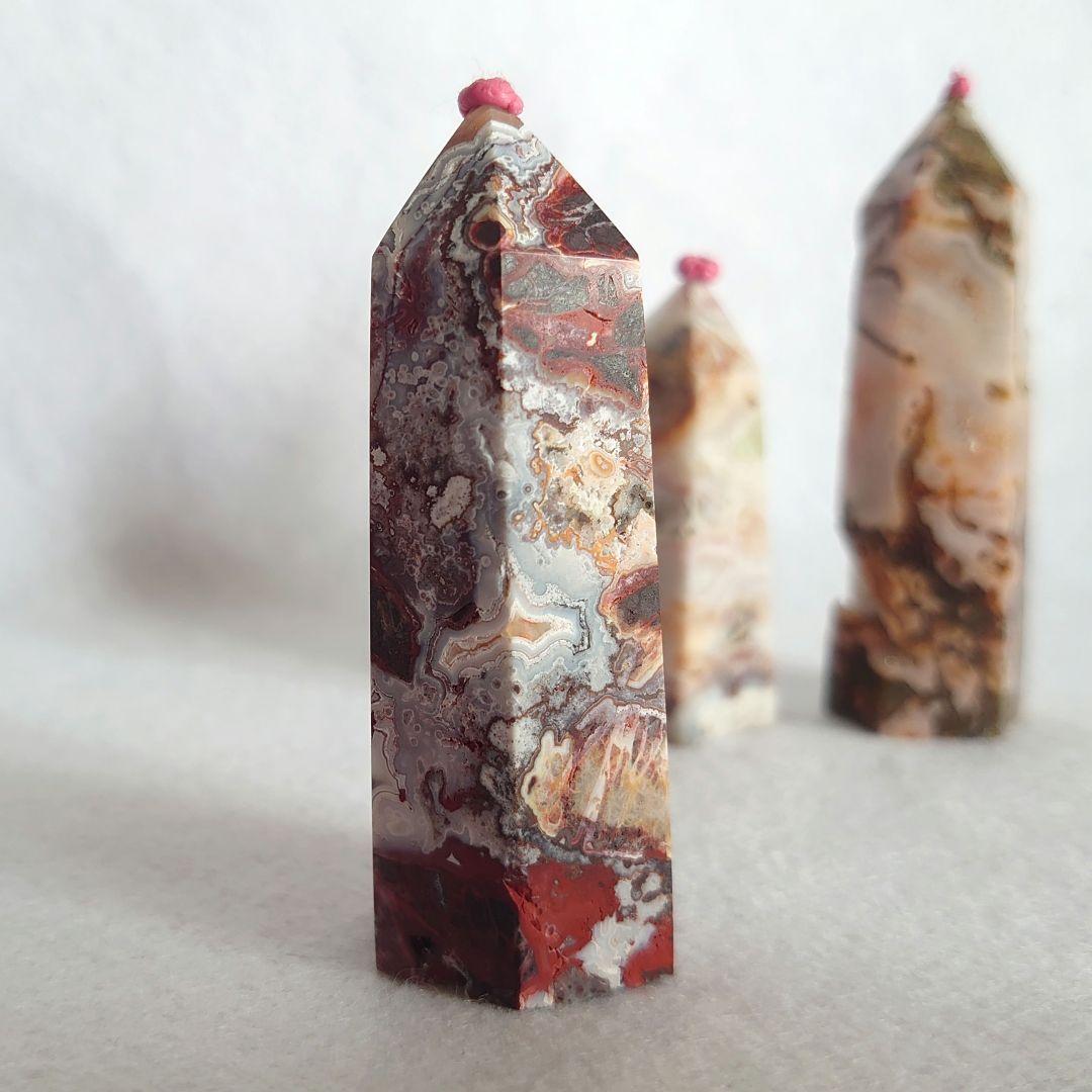 ピンク瑪瑙、メキシコ瑪瑙、レッドモスアゲート特別セット　ポイントタワー素敵な逸品