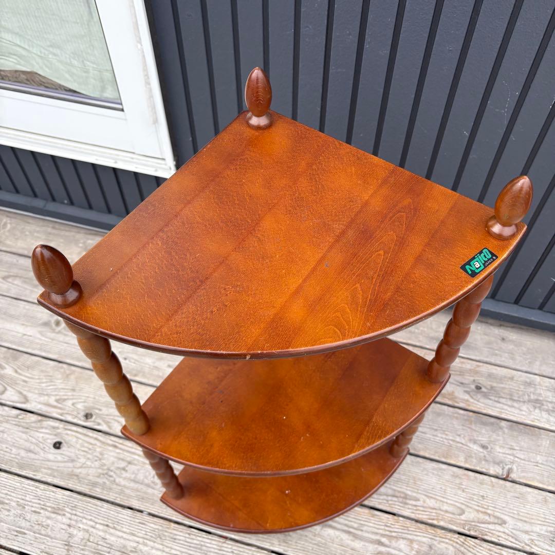 希少 ナジコ 木製コーナーラック 飾り棚 3段 昭和レトロ ミッドセンチュリー