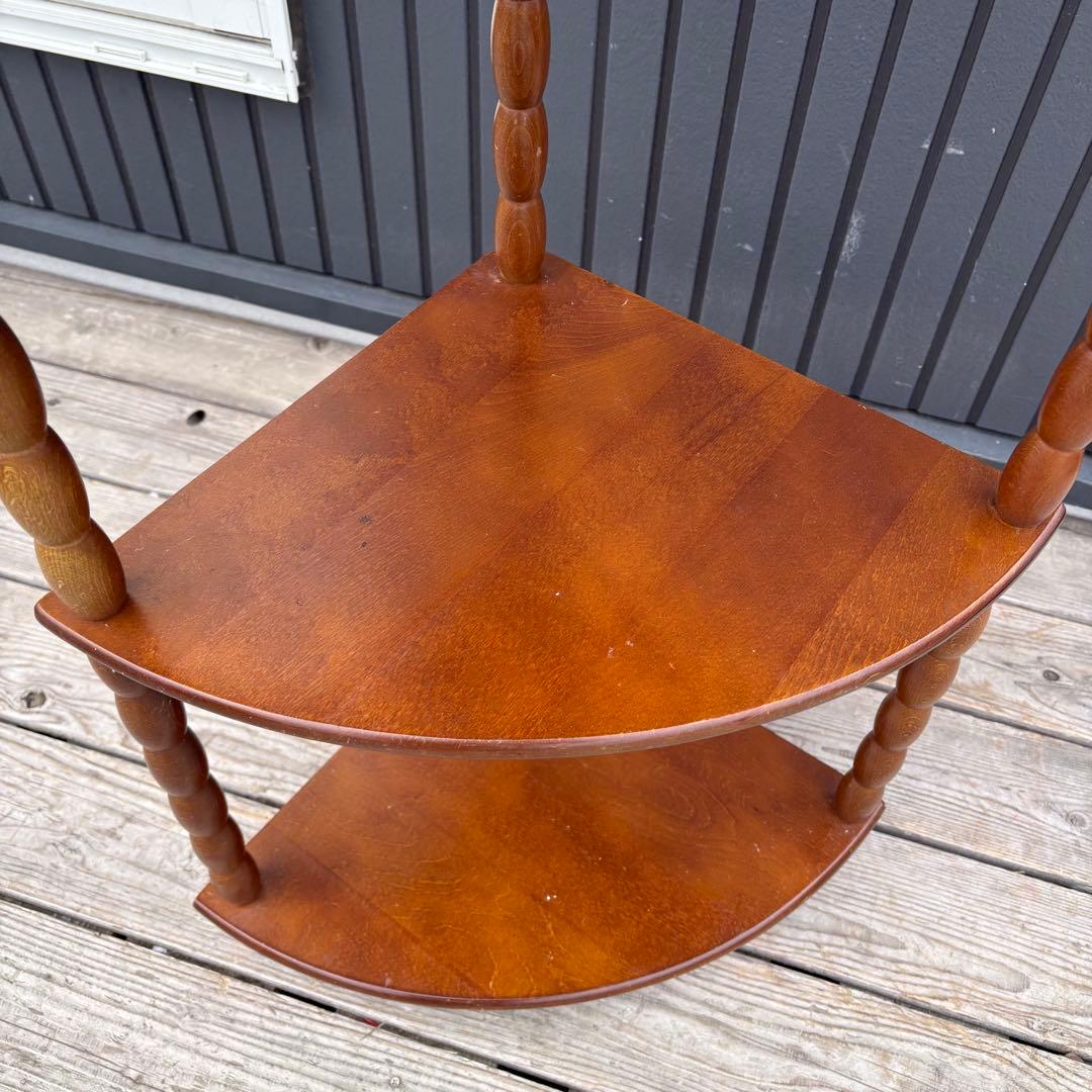 希少 ナジコ 木製コーナーラック 飾り棚 3段 昭和レトロ ミッドセンチュリー