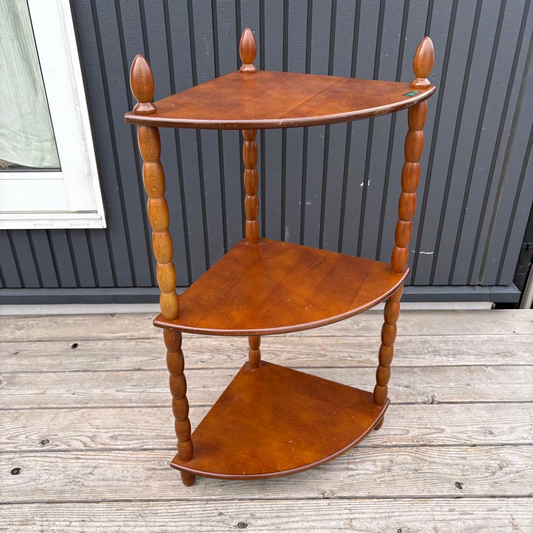 希少 ナジコ 木製コーナーラック 飾り棚 3段 昭和レトロ ミッドセンチュリー