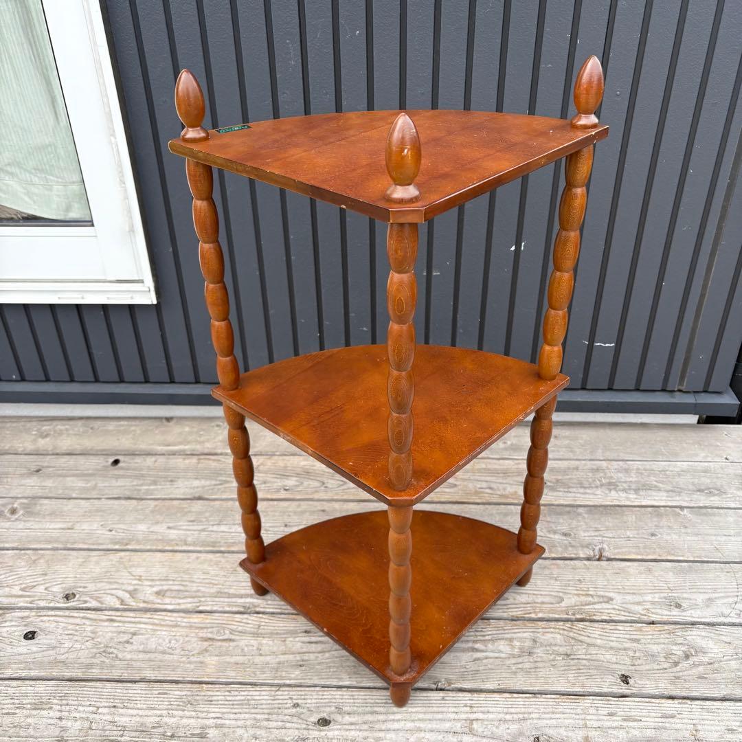 希少 ナジコ 木製コーナーラック 飾り棚 3段 昭和レトロ ミッドセンチュリー