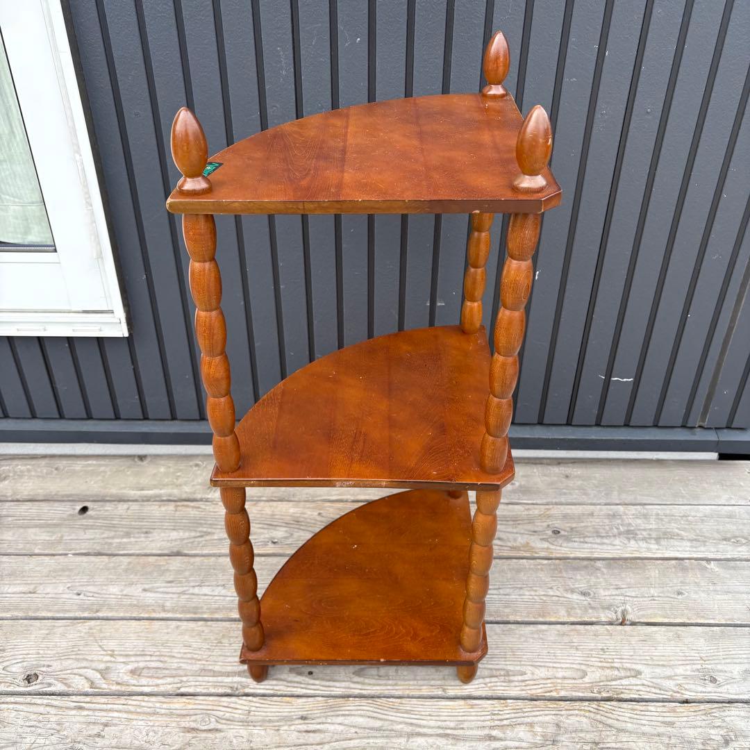 希少 ナジコ 木製コーナーラック 飾り棚 3段 昭和レトロ ミッドセンチュリー