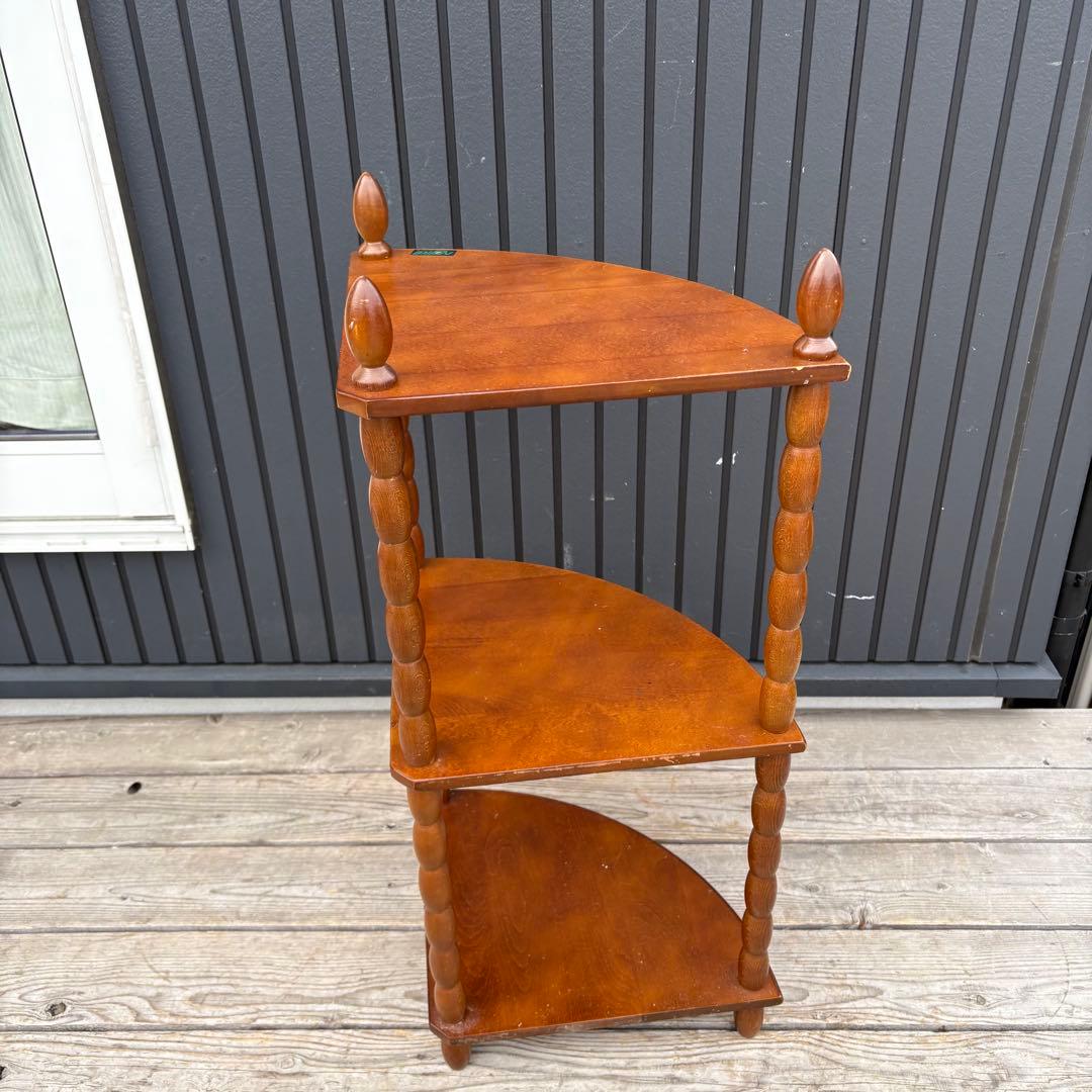 希少 ナジコ 木製コーナーラック 飾り棚 3段 昭和レトロ ミッドセンチュリー