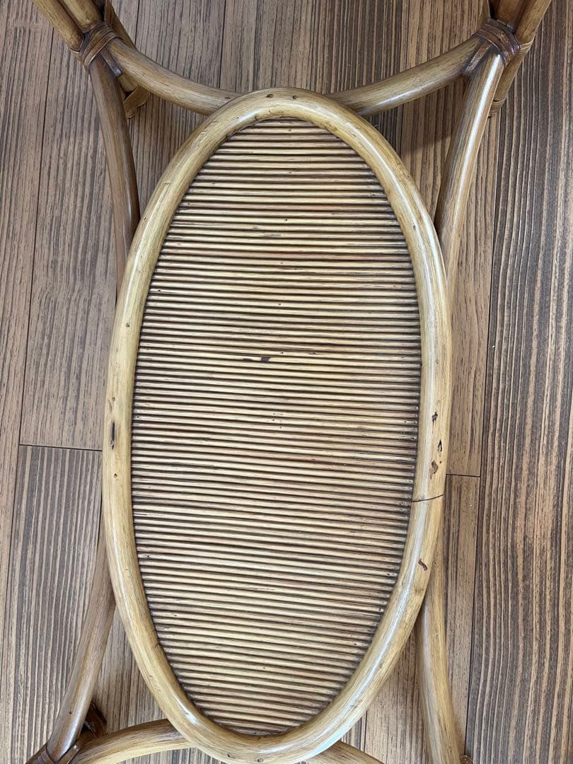 【ラタン　ガラス天板付ローテーブル】