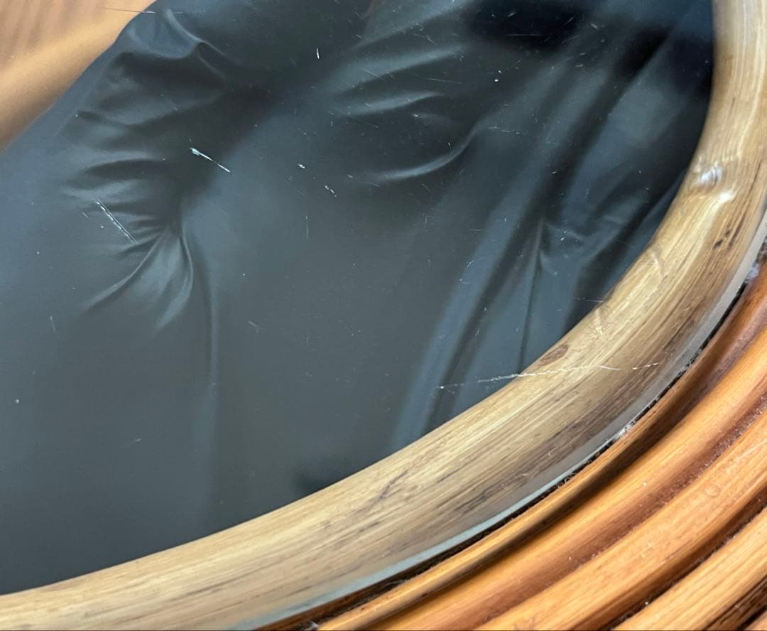 【ラタン　ガラス天板付ローテーブル】