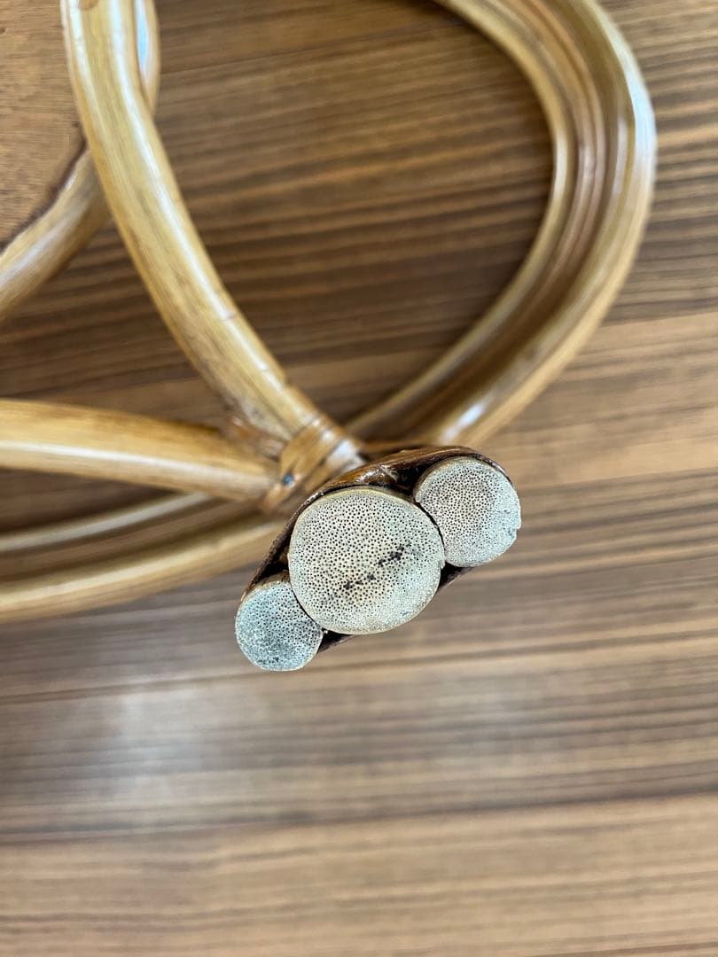 【ラタン　ガラス天板付ローテーブル】