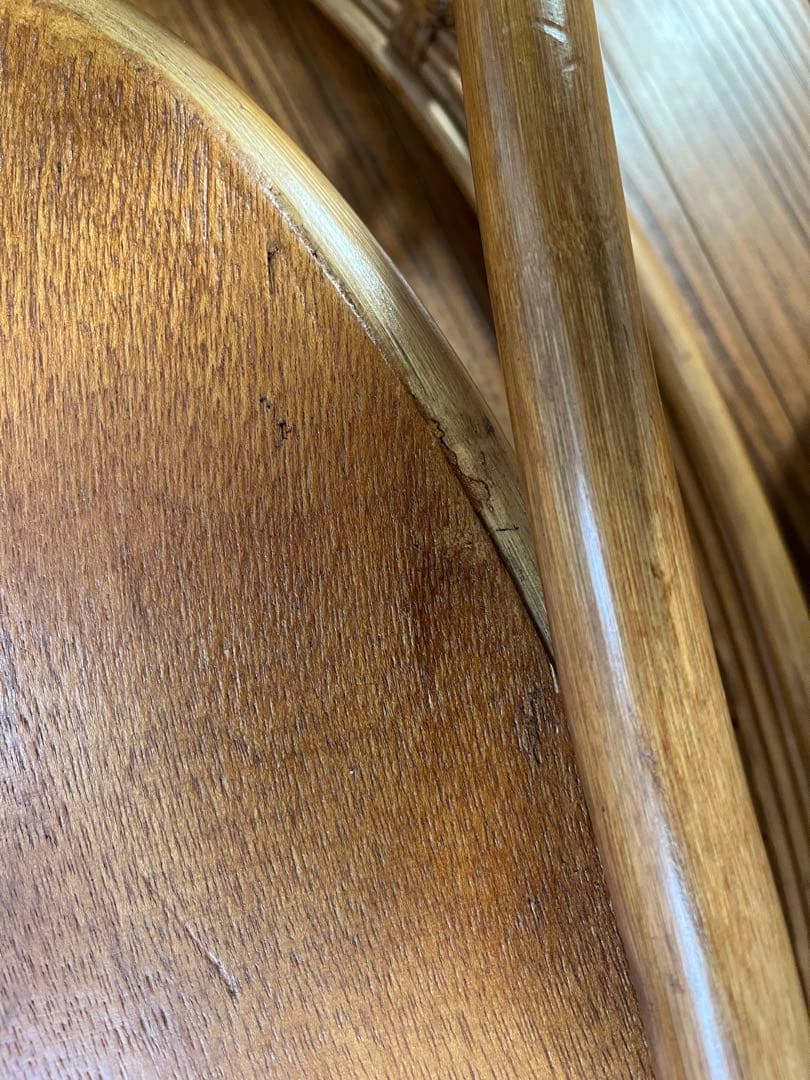 【ラタン　ガラス天板付ローテーブル】