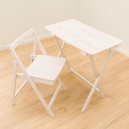 【省スペース】天然木 折りたたみデスク＆チェア