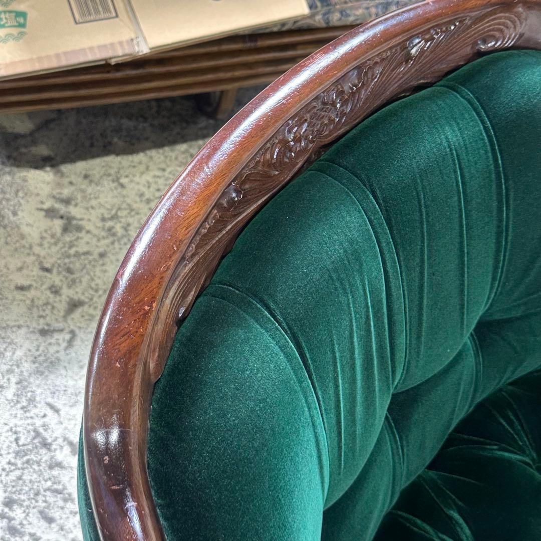 ★魅惑のグリーン★maruniマルニ木工 グリーンベルベットベルサイユ ソファ②