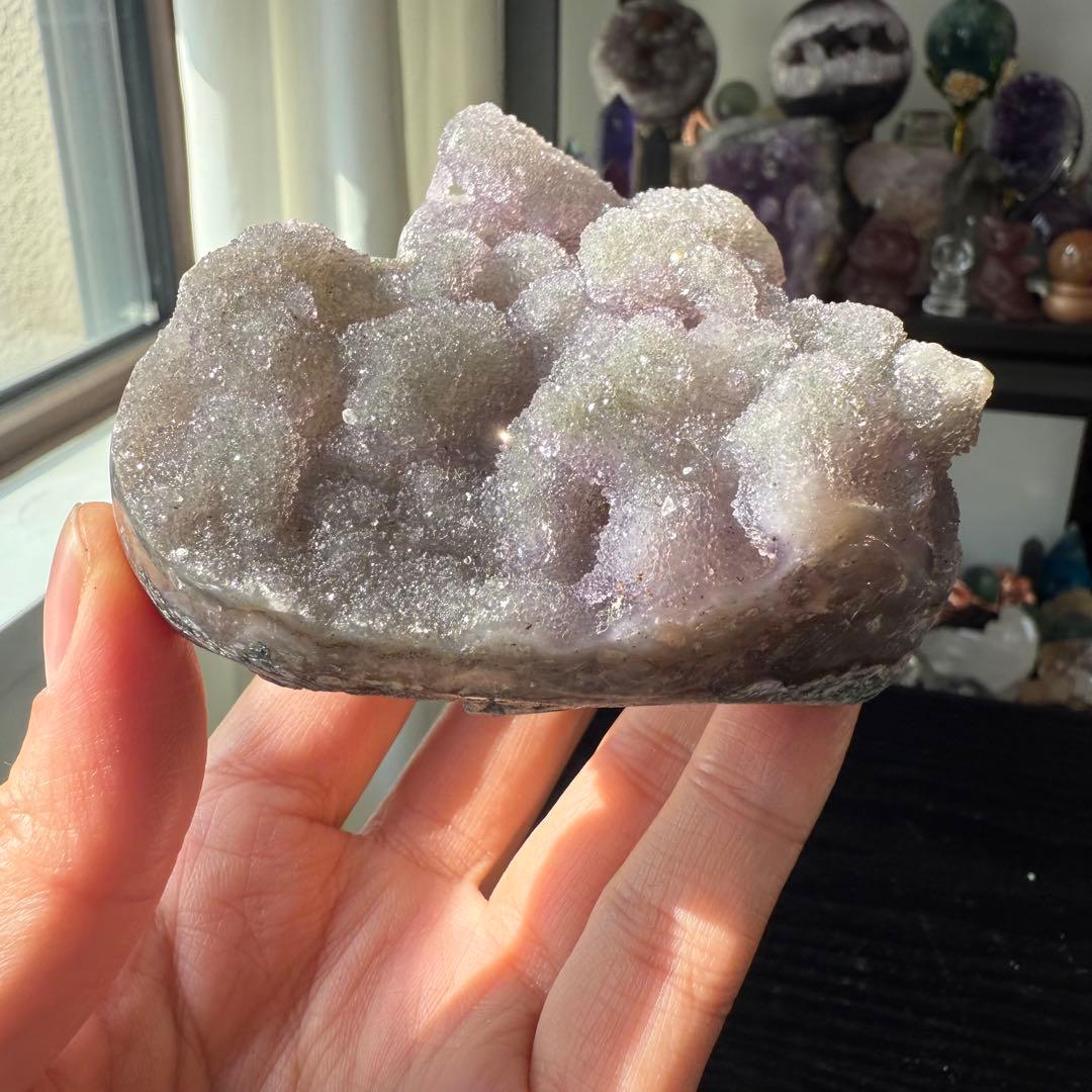 天然石シュガーアメジストのハート　置物NO.112409