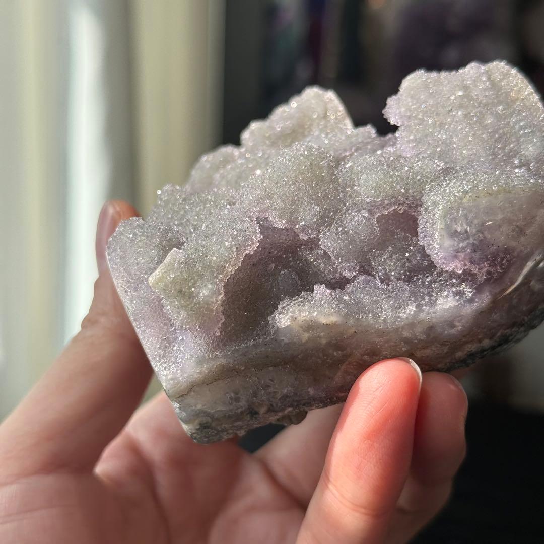 天然石シュガーアメジストのハート　置物NO.112409