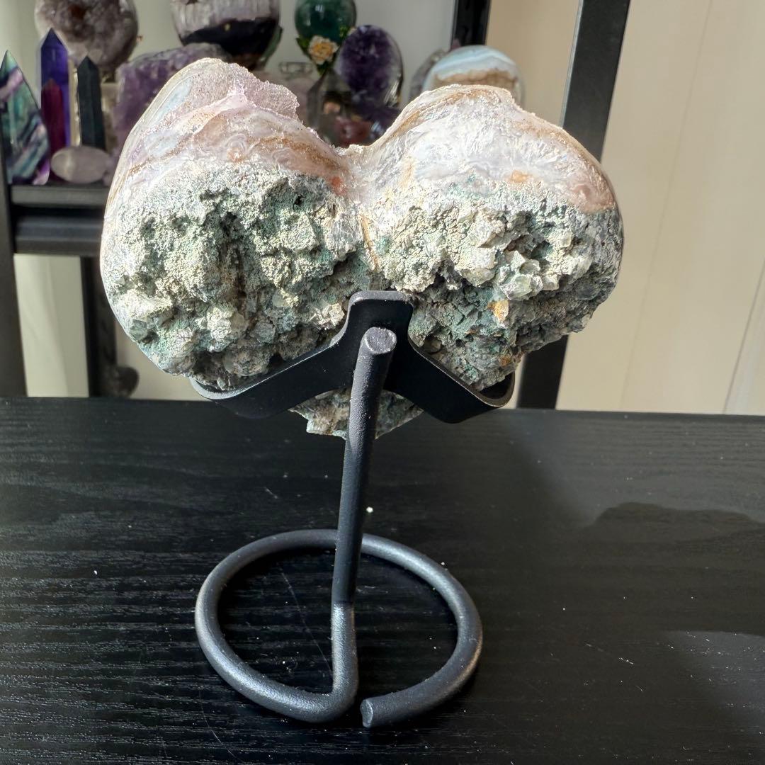 天然石シュガーアメジストのハート　置物NO.112409