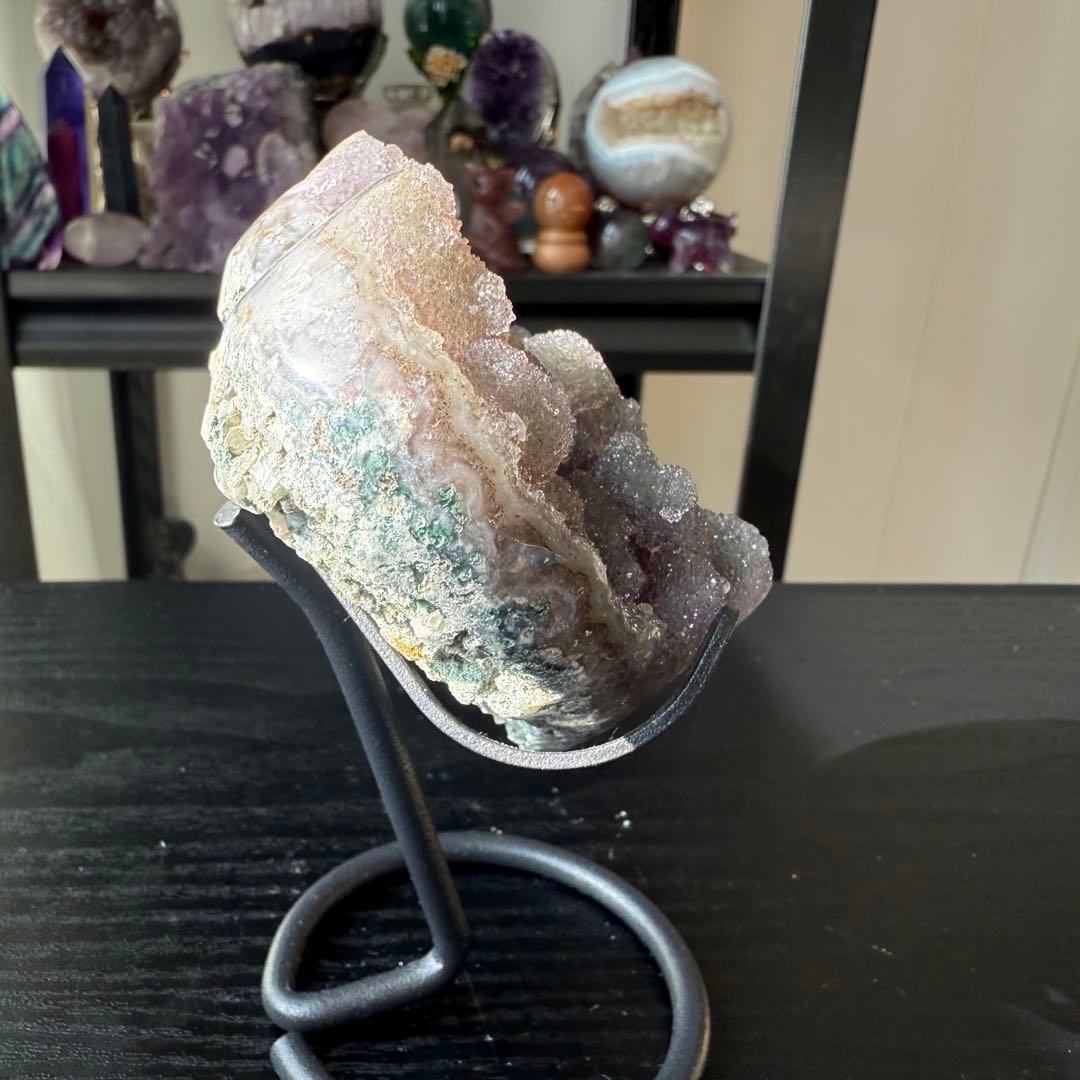 天然石シュガーアメジストのハート　置物NO.112409