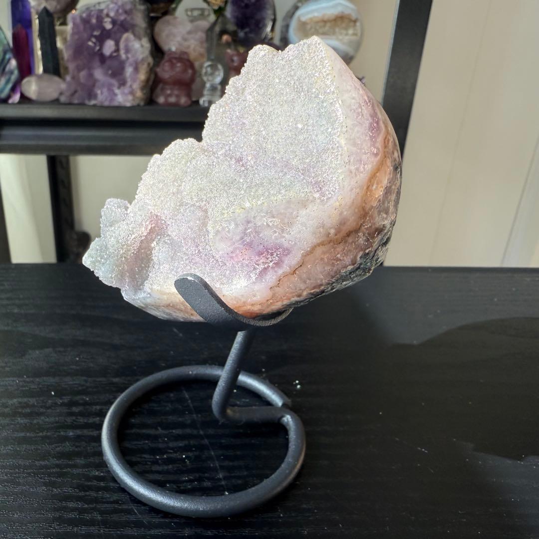 天然石シュガーアメジストのハート　置物NO.112409