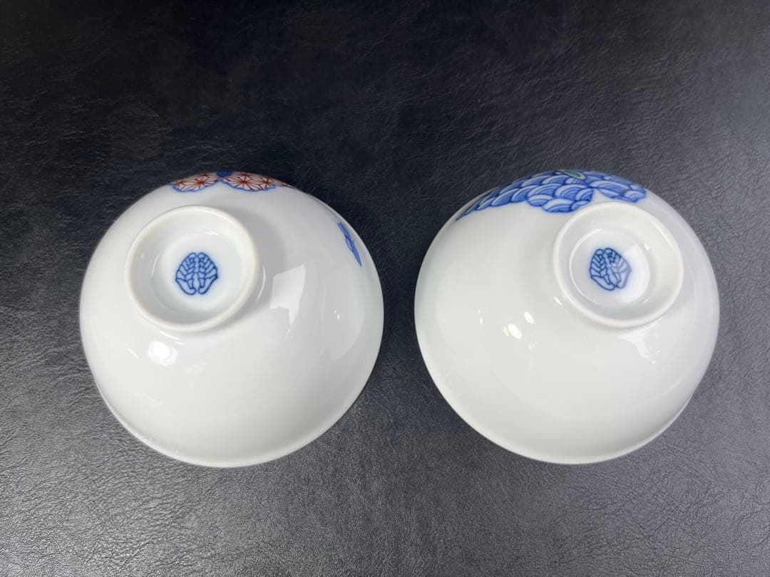 色鍋島　鍋島御庭焼　蝶図　飯碗　ご飯茶碗　市川光春作 2点